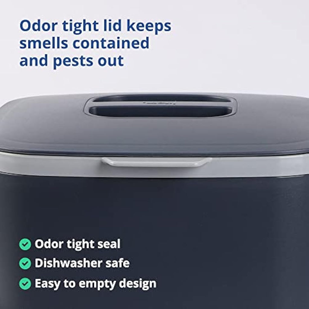 BLUE GINKGO 5L Kitchen Compost Bin – Odor-Tight Countertop Pail, Grey
