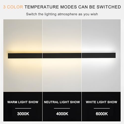 ZTWLEED 120cm LED Wall Light | 44W Tricolor Dimmable Modern Indoor Sconce
