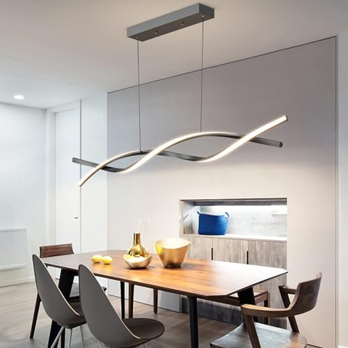 Mikeru 100CM Wave LED Pendant Light | Black Dimmable Modern Chandelier