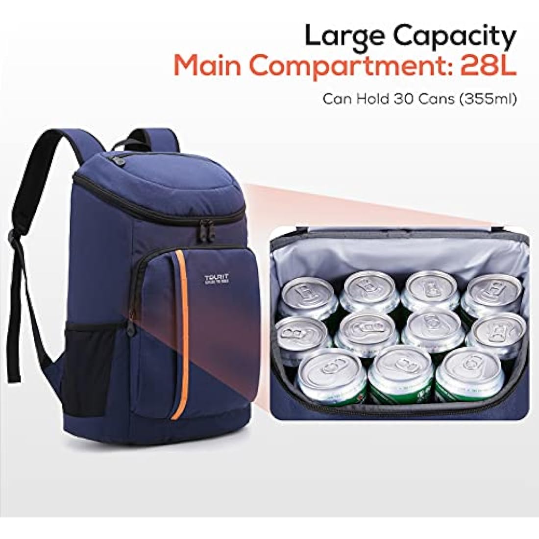TOURIT 30-Can Insulated Cooler Backpack – Leak-Proof Lightweight Bag
