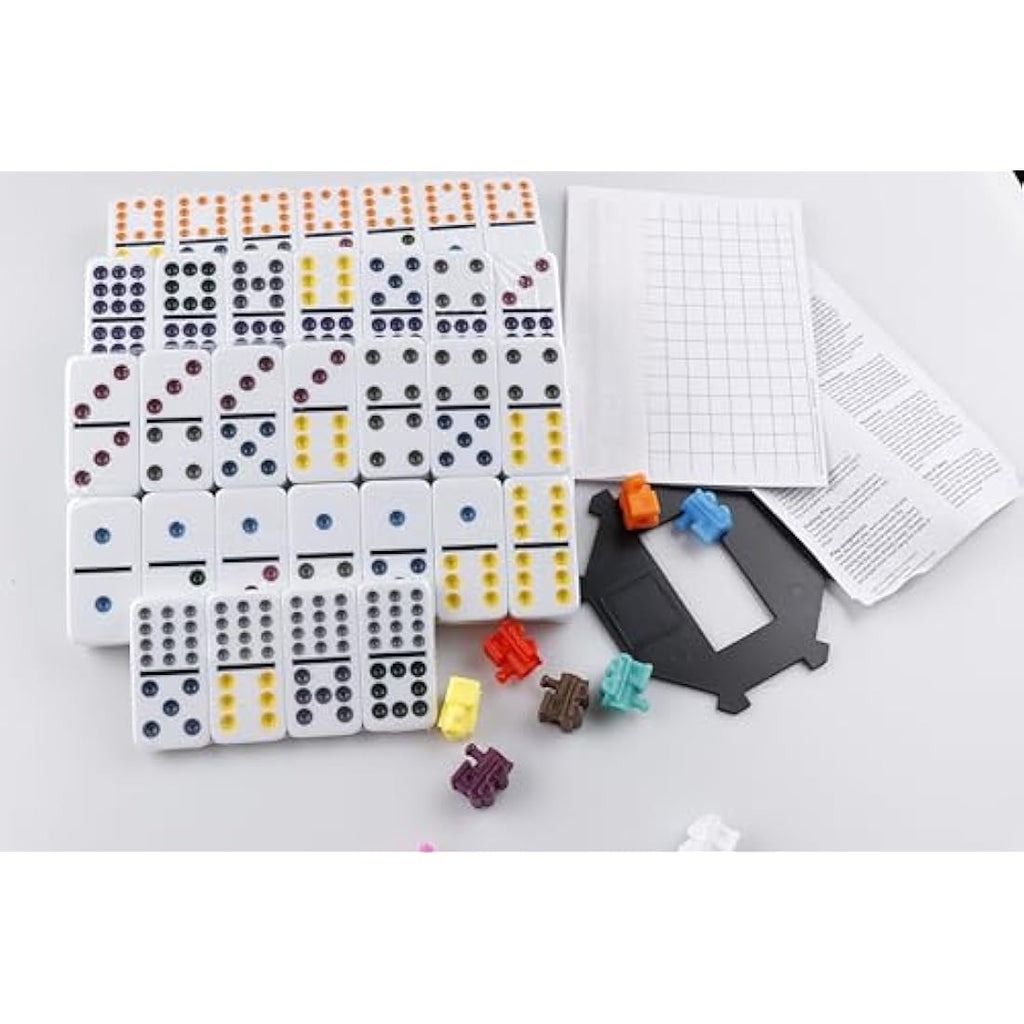 Doublefan Mexican Train Dominoes Set - Double 12 Color Dot with Case