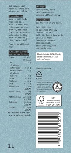 Oatly Semi Oat Milk Drink – 1L Plant-Based Dairy-Free (Pack of 6)