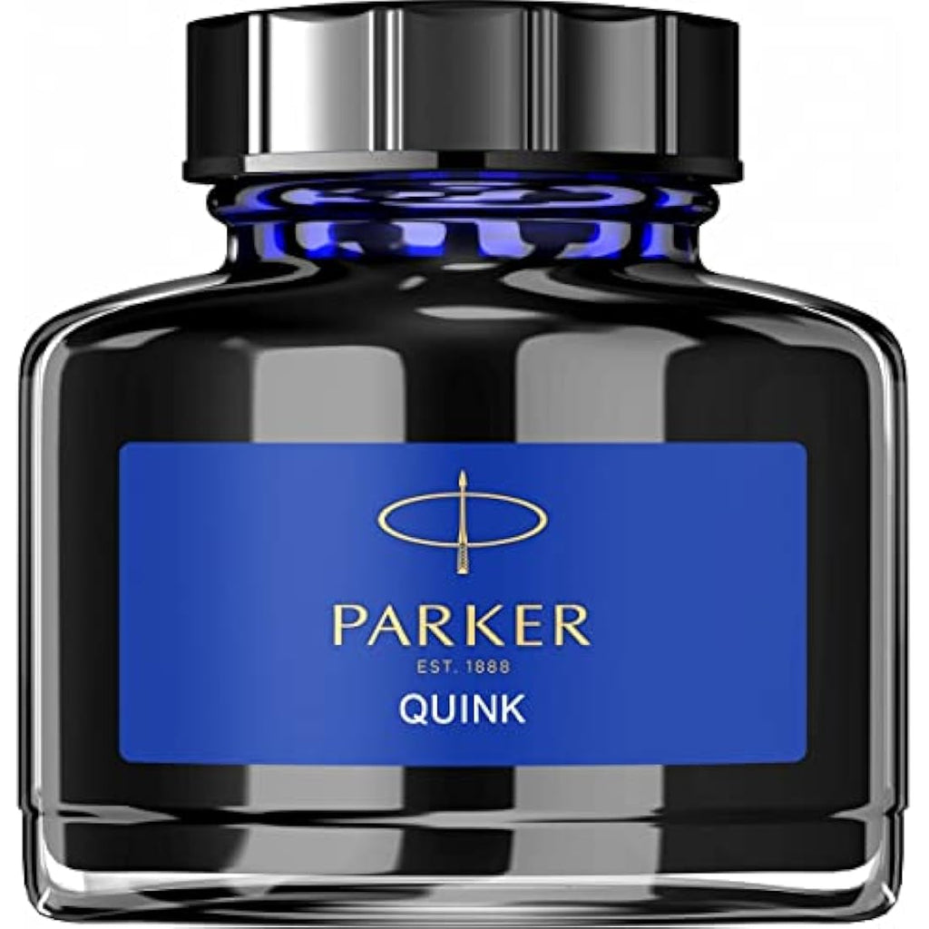 Parker QUINK Fountain Pen Ink Bottle - Blue Pigmented Refill, 57 ml