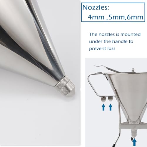 1.8L Stainless Steel Piston Funnel with Stand & 3 Nozzles
