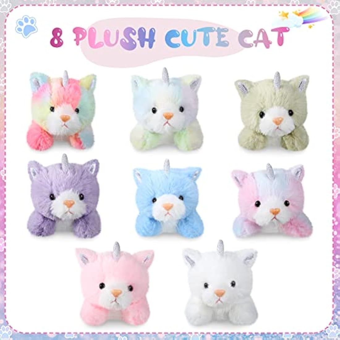 Jolof Store 8 Pcs Cat Stuffed Animals Bulk – 5 Inch Plush Party Favors