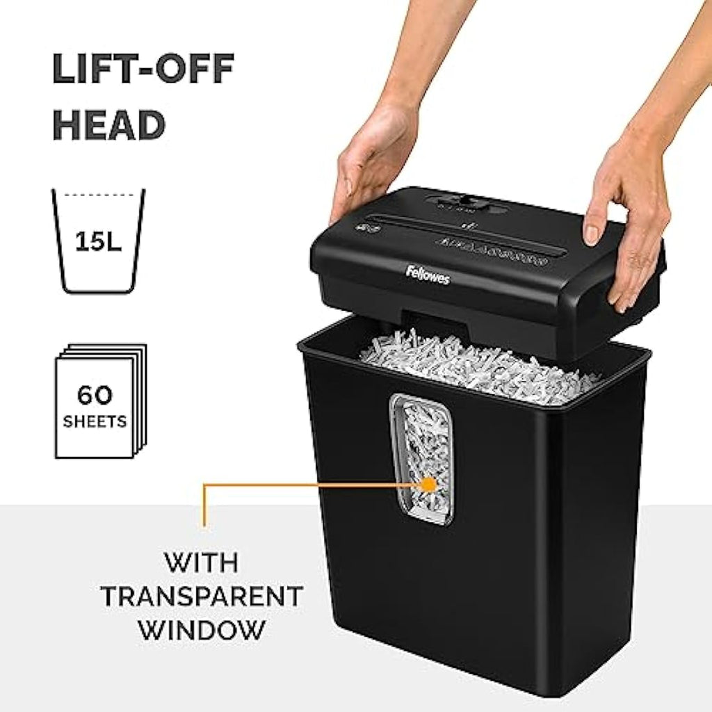 Fellowes FS-6C Cross-Cut Paper Shredder – 6 Sheet P4 Security, 15L Bin