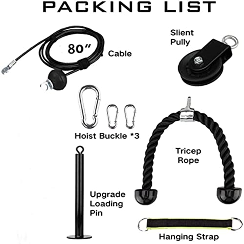Morwealth LAT Pull Down Cable Pulley System with Tricep Rope Home Gym