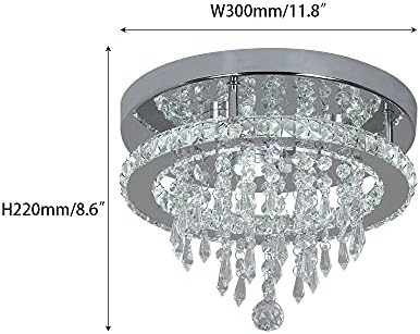 Deckrico Modern K9 Crystal Chandelier – 3 LED Flush Mount Pendant Light