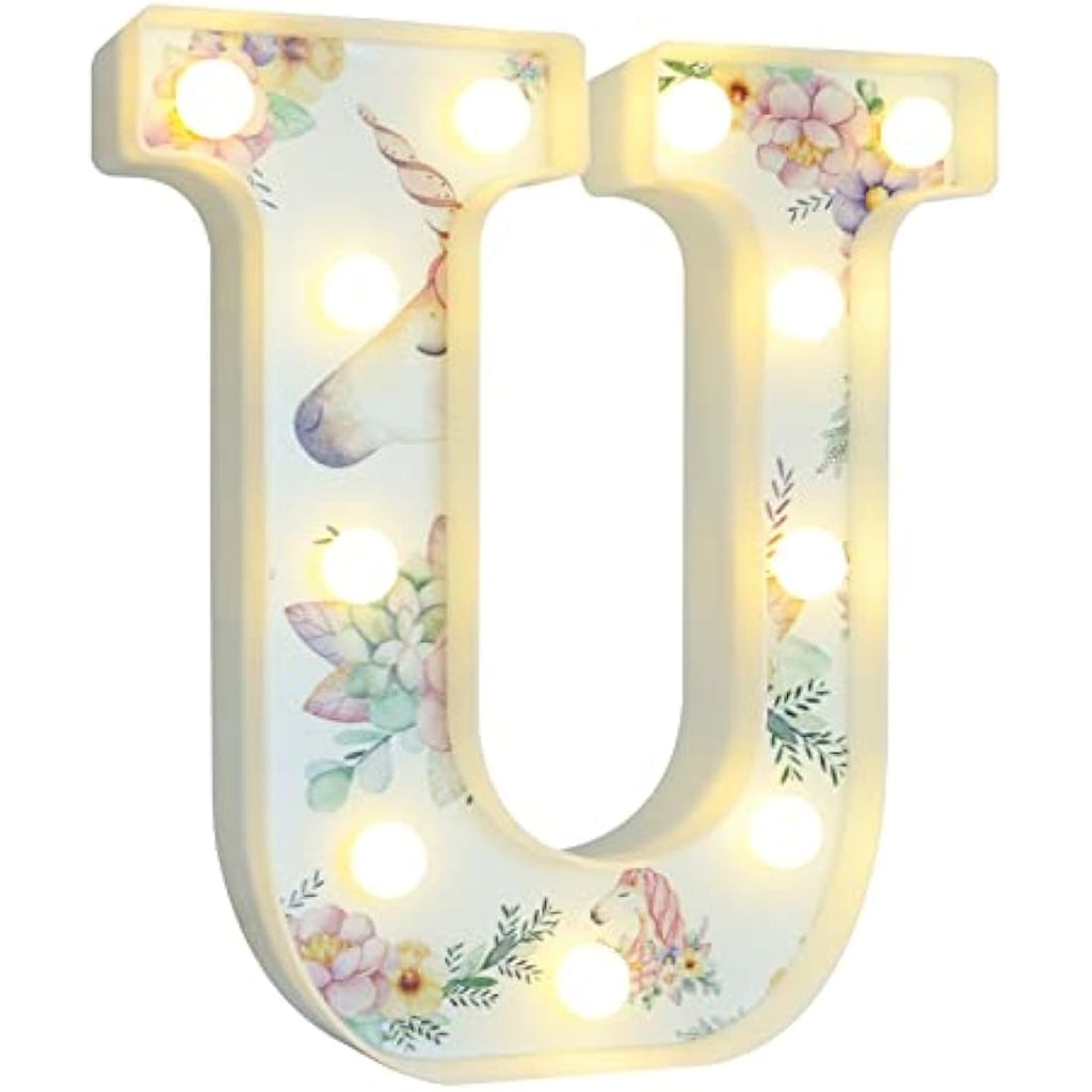 Vimlits Unicorn LED Light Up Letter U – Warm White Alphabet Wall Decor