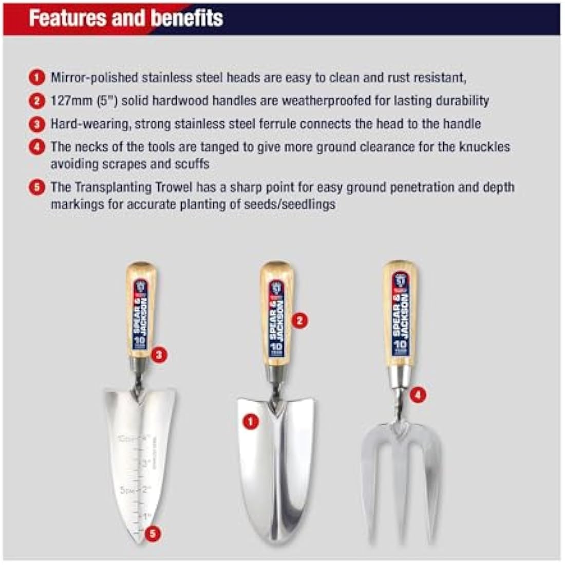 Spear & Jackson Neverbend Stainless Steel 3 Piece Garden Tool Gift Set