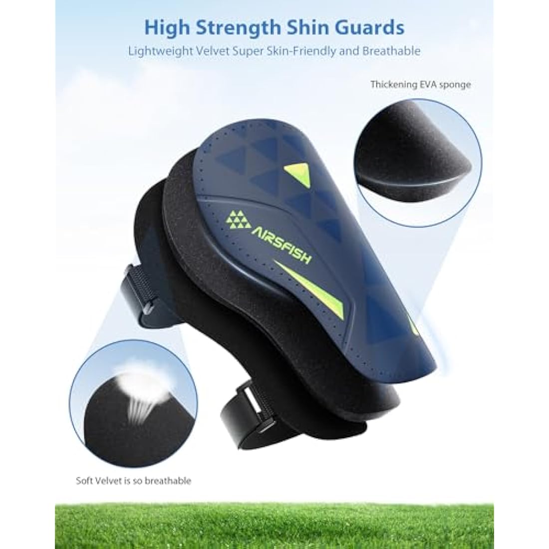 AirsFish Kids Football Shin Guards – CE Certified Soccer Shin Pads