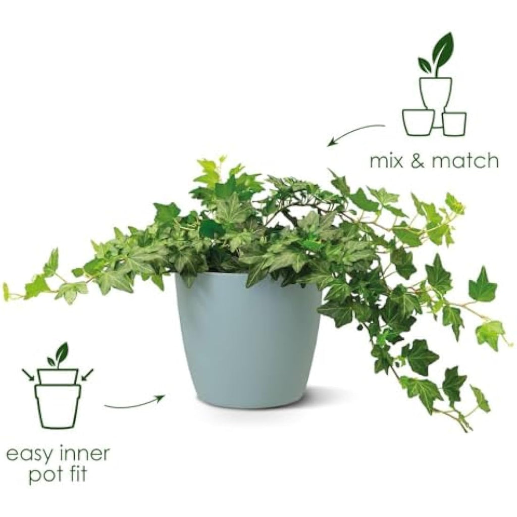 Elho Brussels Round Indoor Flower Pot – Recycled Plastic – White 22cm