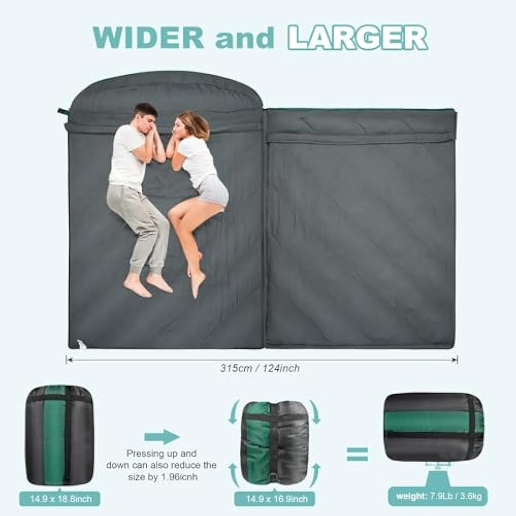 Mcota Double Sleeping Bag | XL Queen Size Waterproof Camping Gear