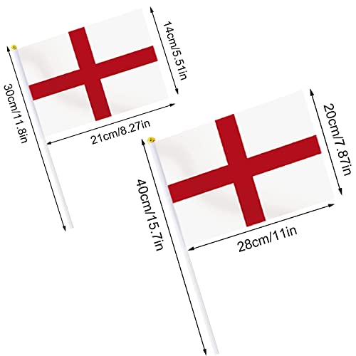 AhfuLife England Hand Held Flags – 100 Pcs St George Cross Stick Flags