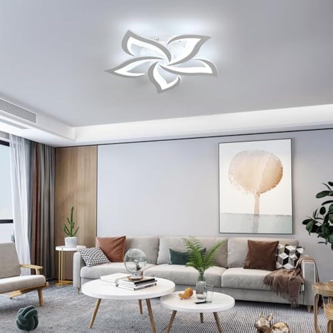 Riserva Modern Petal LED Ceiling Light | 60W Cool White Acrylic Lamp