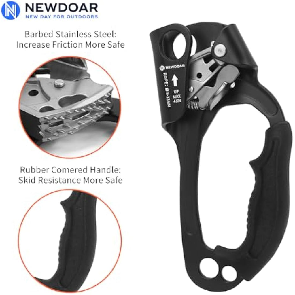 NewDoar Hand Ascender – UIAA Certified Rock Climbing Rope Clamp 8-13mm