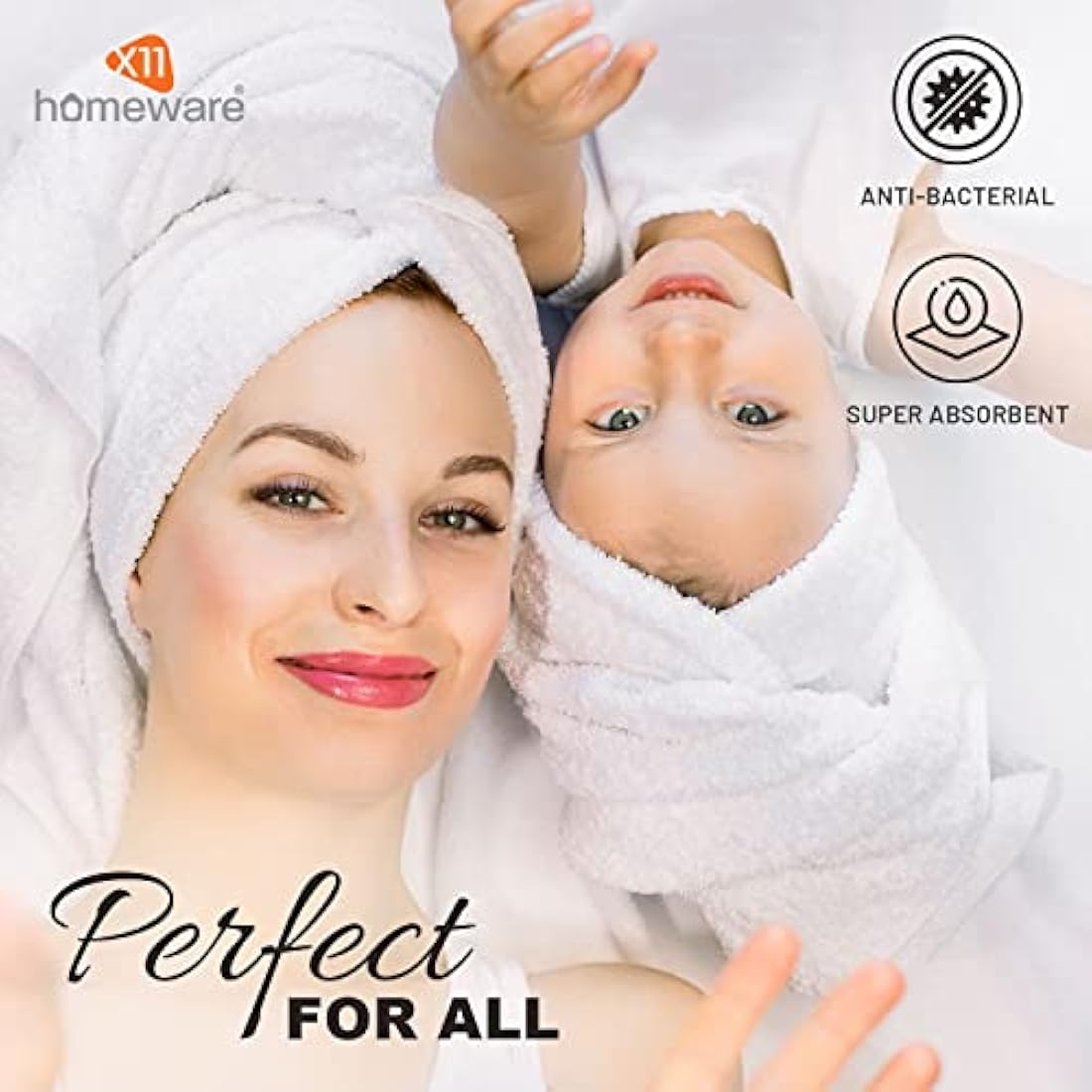 Egyptian Cotton Bath Towels | 4-Pack Soft Absorbent White