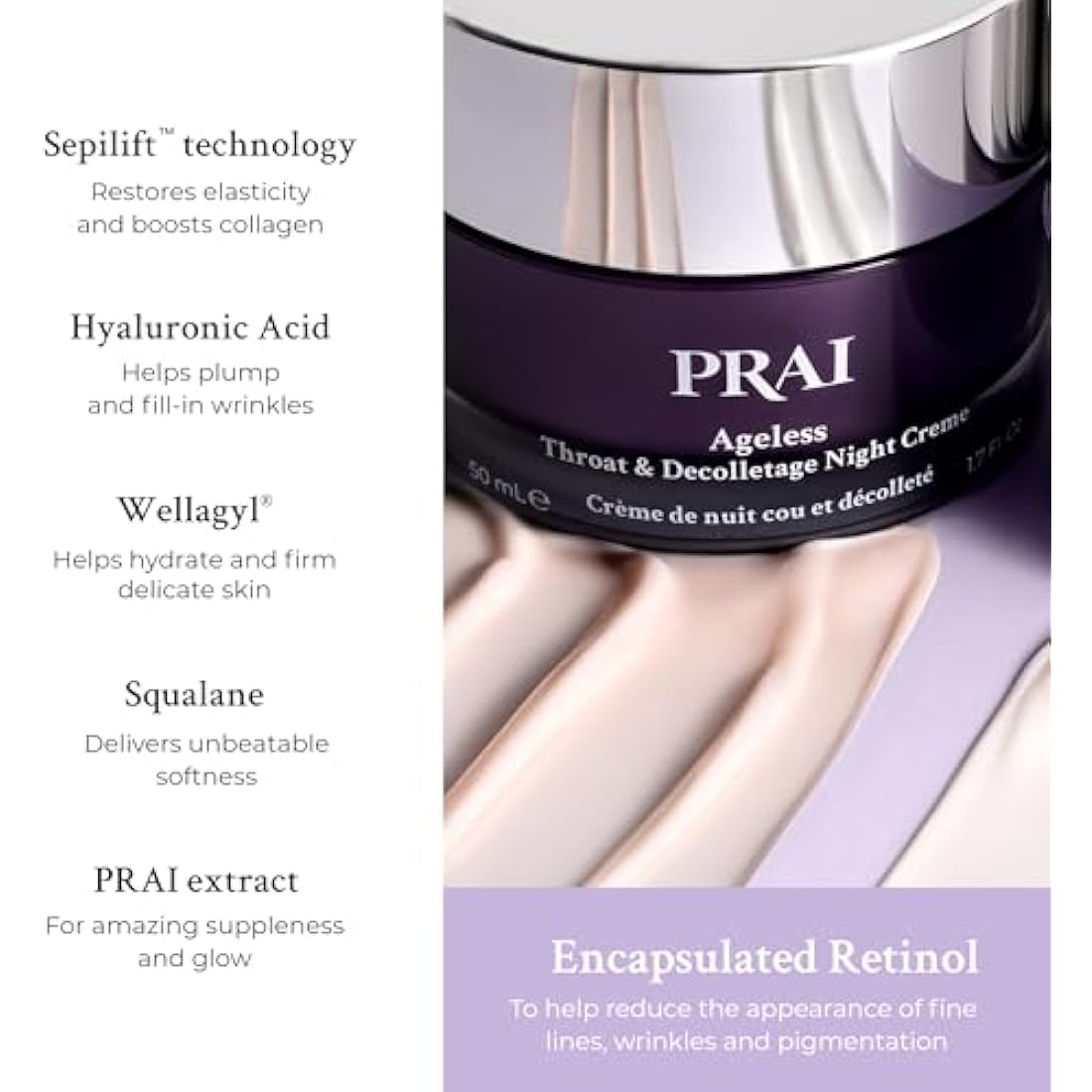 PRAI Ageless Throat & Decolletage Night Creme with Retinol - 118ml