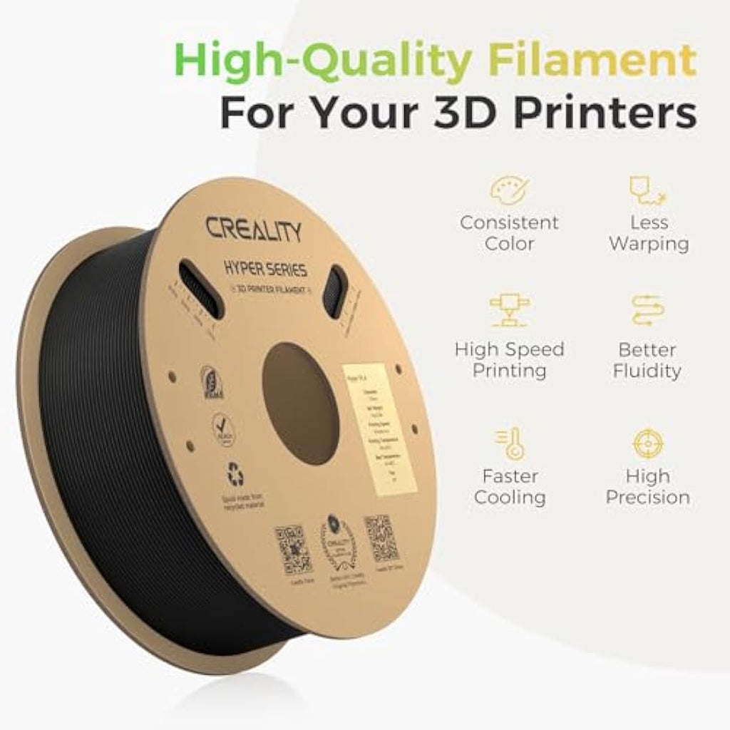Creality Hyper PLA 3D Printer Filament | 1.75mm High-Speed Black 2kg