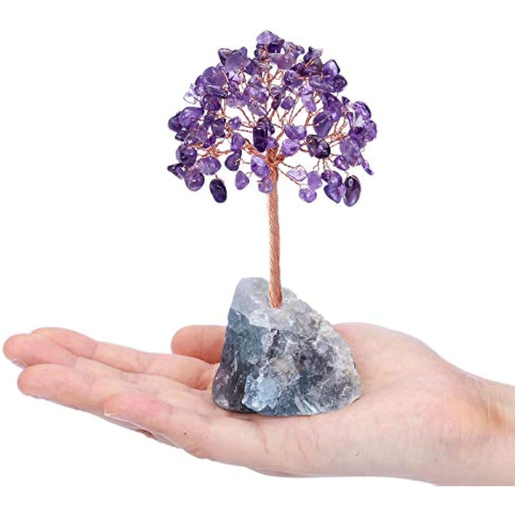JSDDE Amethyst Crystal Money Tree | Feng Shui Healing Gemstone Decor