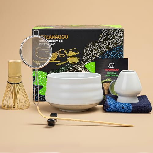 TEANAGOO 7-Piece Matcha Tea Set – Ceramic Bowl & Bamboo Whisk Kit