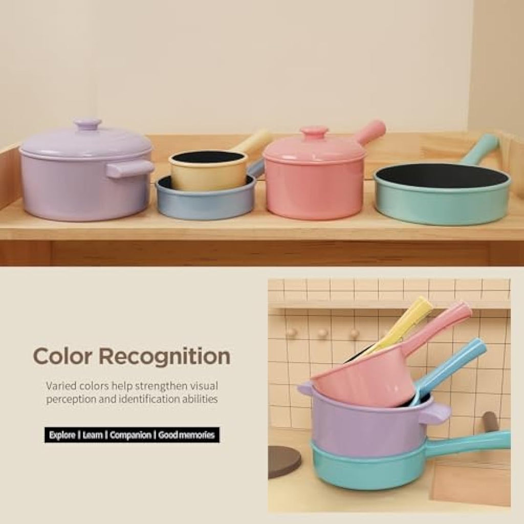 GILOBABY Kids Kitchen Pretend Play Set – Cutting Food & Cookware Toys