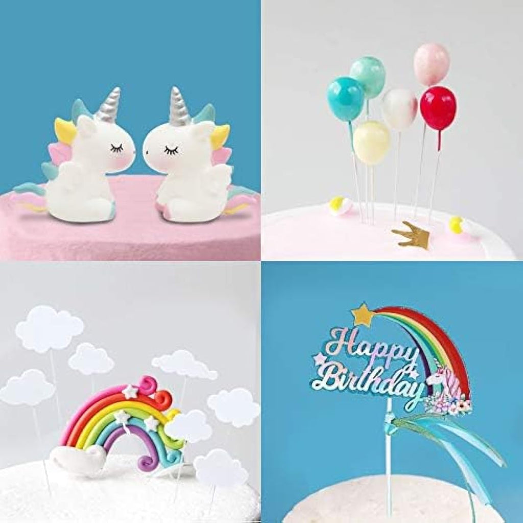 iZoeL 21pcs Unicorn Cake Topper Kit – Rainbow & Cloud Birthday Decoration