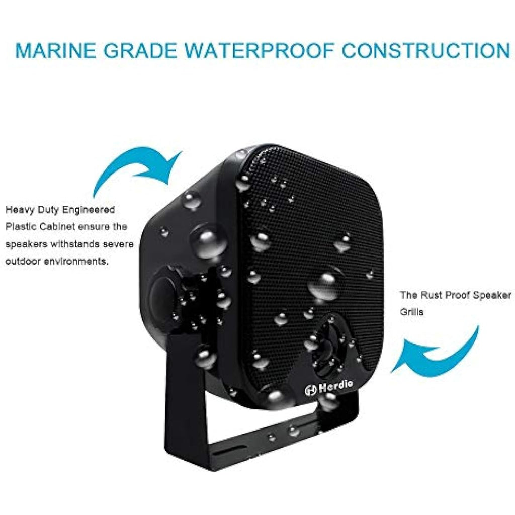 Herdio 120W Waterproof Outdoor Marine Speakers | 4-Inch Coaxial Pair