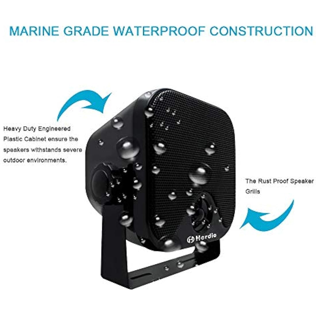 Herdio 120W Waterproof Outdoor Marine Speakers | 4-Inch Coaxial Pair
