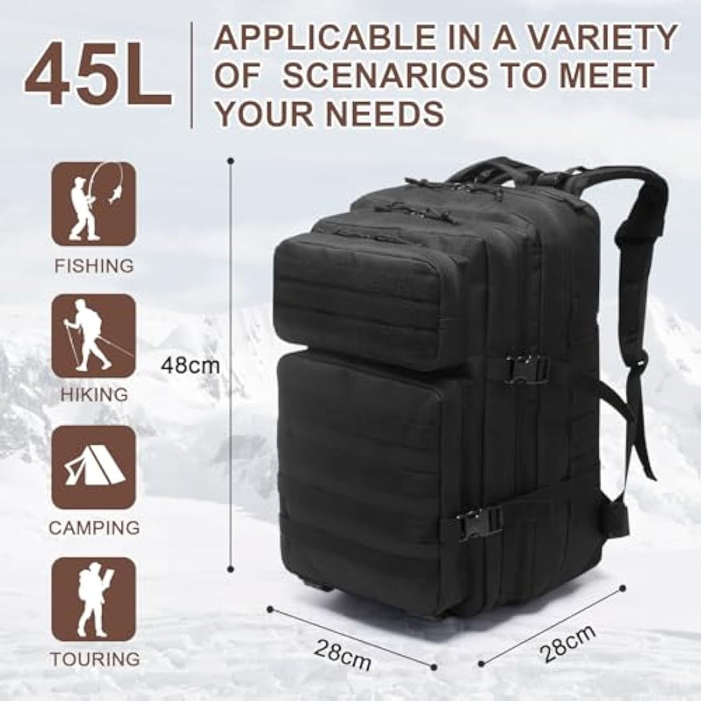 SHANNA 45L Military Tactical Backpack | Waterproof Molle Hiking Rucksack
