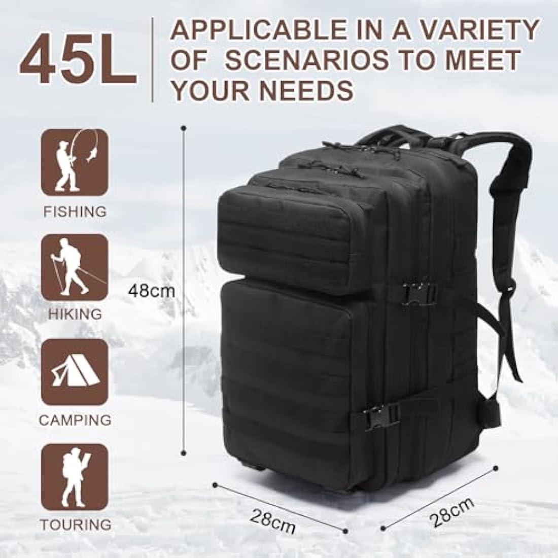 SHANNA 45L Military Tactical Backpack | Waterproof Molle Hiking Rucksack