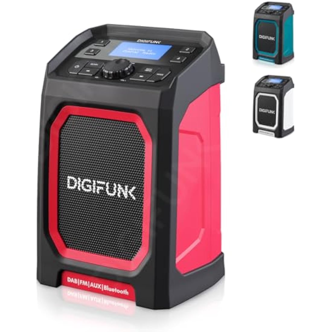 DigiFunk DAB+ Work Site Radio - IP65 Waterproof Bluetooth Speaker - Red