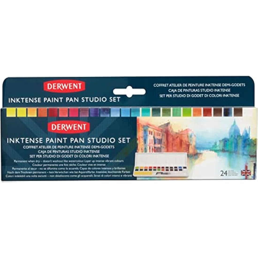 Derwent Inktense Paint Pan Studio Set – 24 Permanent Water-Soluble Colors