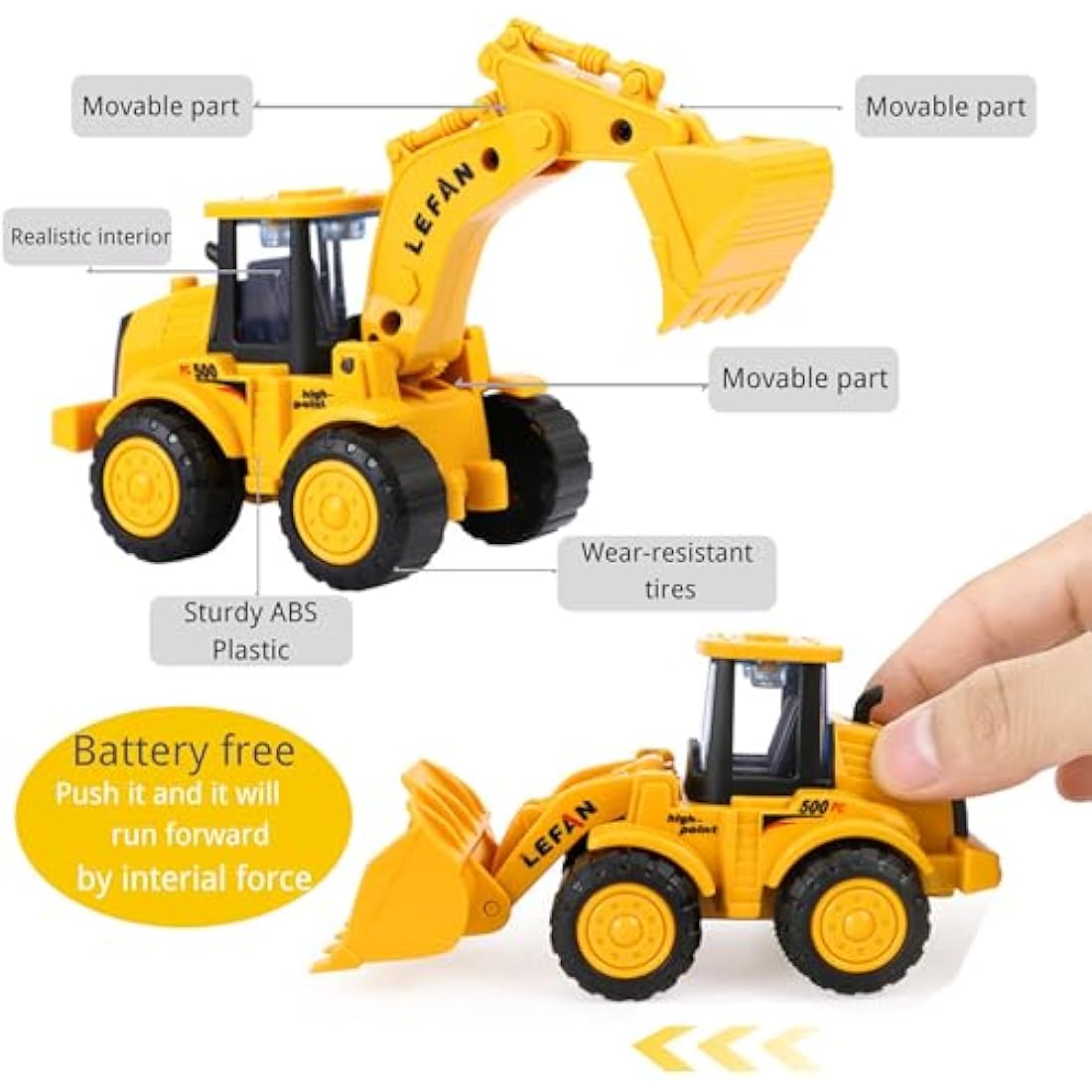Yetech 7-in-1 Construction Vehicle Toy Set with Play Mat for Toddlers
