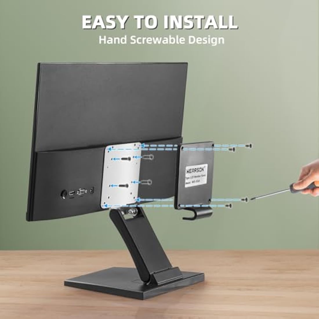 Wearson WS-03A Adjustable Metal Monitor Stand | VESA 75x75 100x100mm