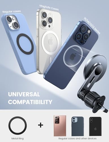 Lamicall MagSafe Car Mount – HD Glass Magnetic Air Vent Phone Holder
