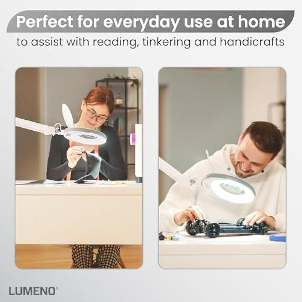 Lumeno 7213SW LED Magnifying Lamp | 127mm Glass Lens | 950 Lumen, 3 Diopters
