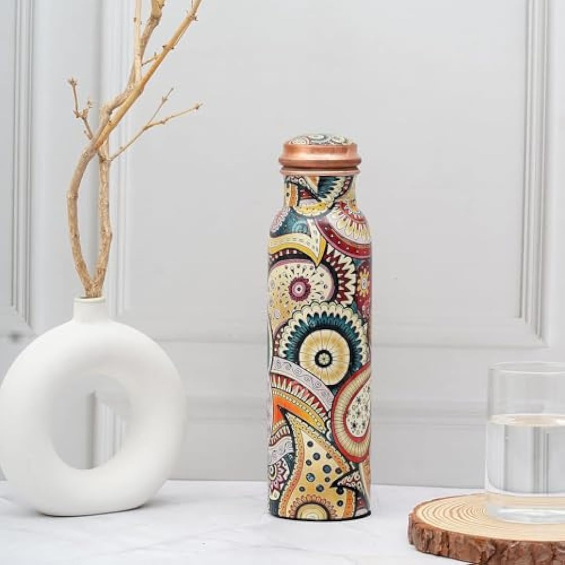Craft Trade Pure Copper Water Bottle Set - 1L Leak Proof Ayurvedic Flask