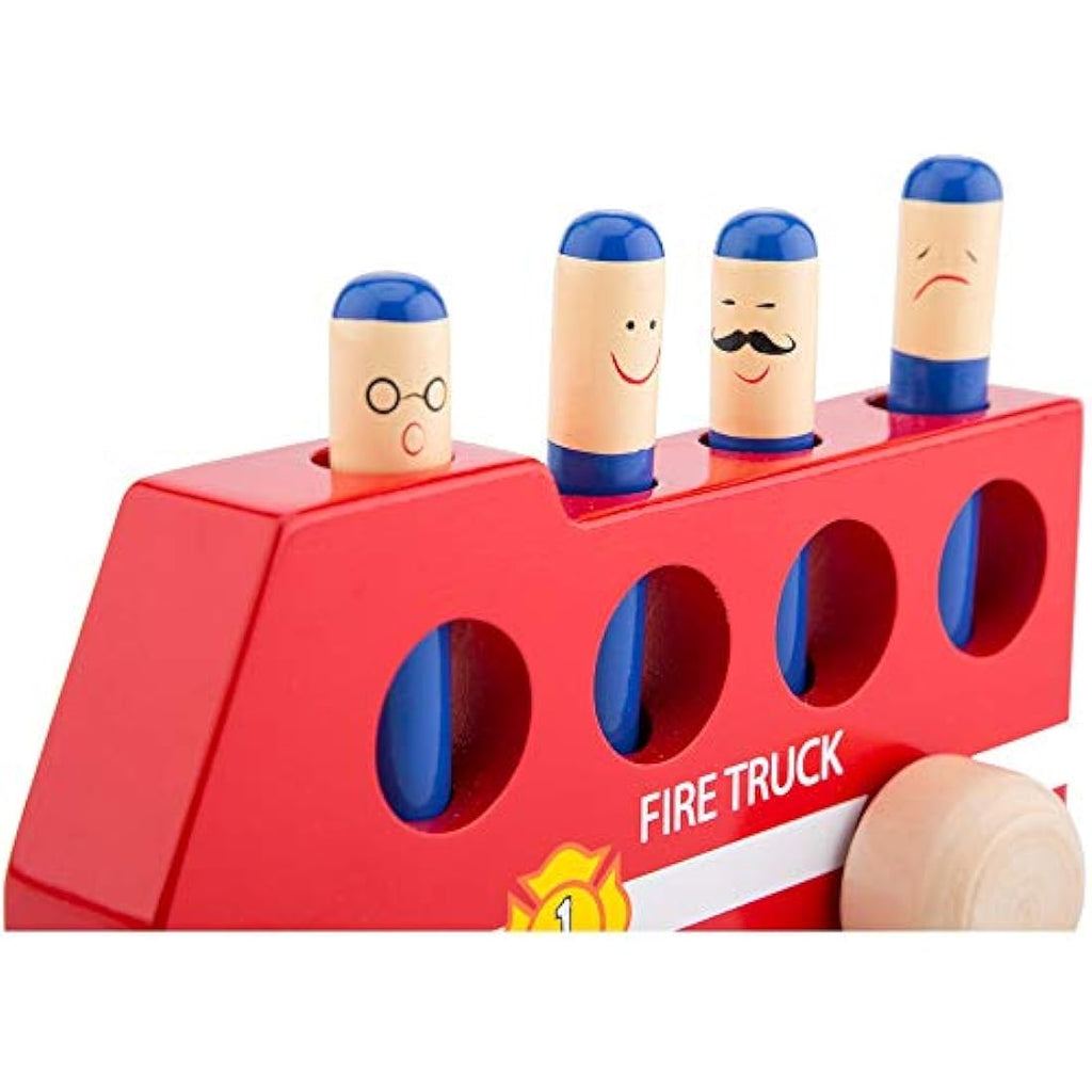 New Classic Toys Wooden Pop-Up Fire Truck – FSC Certified Red Toy