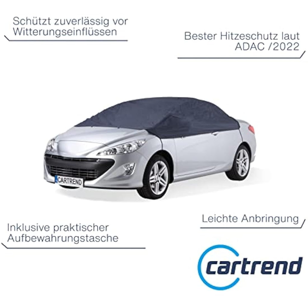 Cartrend New Generation Half Car Cover - Weatherproof Polyester - Size S