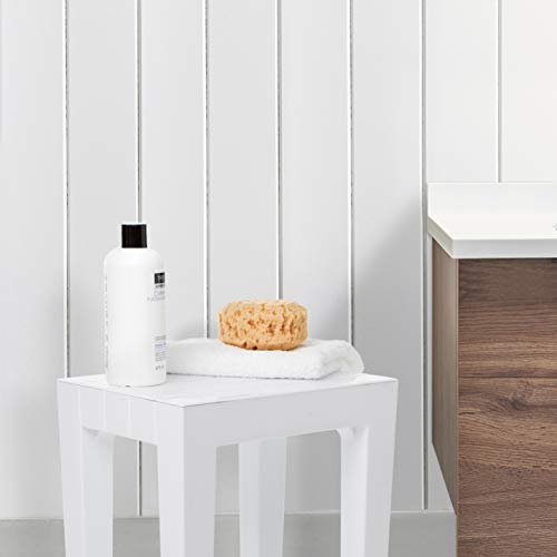 TATAY Rectangular Stool – White Wood Effect Polypropylene Stool