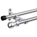 INFLATION Heavy Duty Double Curtain Rods | Silver Adjustable 76-330cm