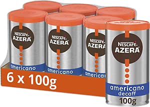 Nescafe Azera Decaf Americano Instant Coffee - Premium Blend 100g (Pack of 6)