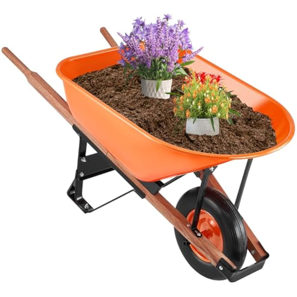 VEVOR 6 Cu. Ft Wheelbarrow – 330 lbs Heavy-Duty Garden Utility Cart