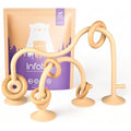 Infatot Silicone & Wood Suction Teething Toy – Sensory Baby Toy, Cream