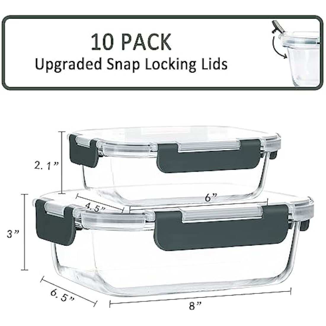 MCIRCO 10-Pack Glass Meal Prep Containers | Airtight Borosilicate Glass