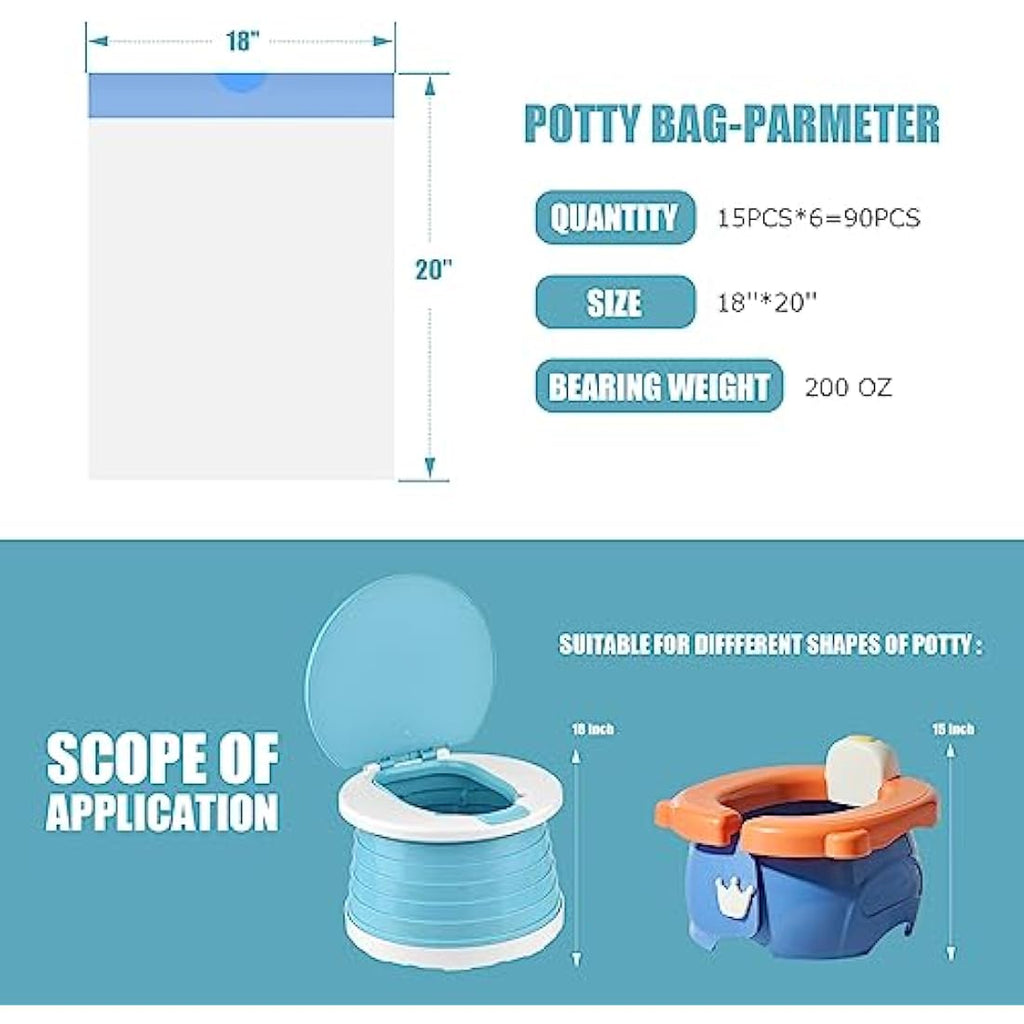 Jolof Store Disposable Potty Chair Liners – 90 Pack Universal Travel Bags