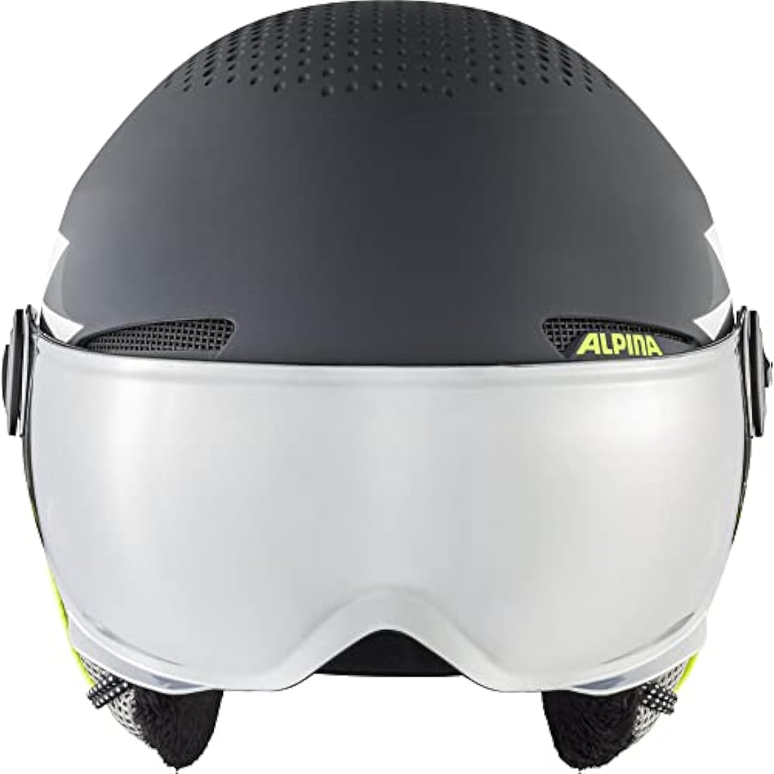 Alpina Zupo Visor Q-Lite Kids Ski Helmet – Charcoal Neon Matt