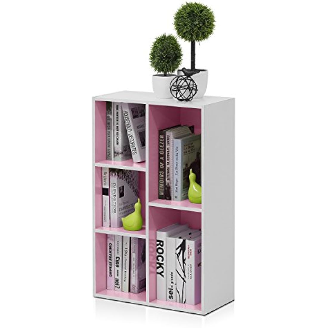 Furinno Luder 5-Cube Reversible Open Storage Shelf - White/Pink