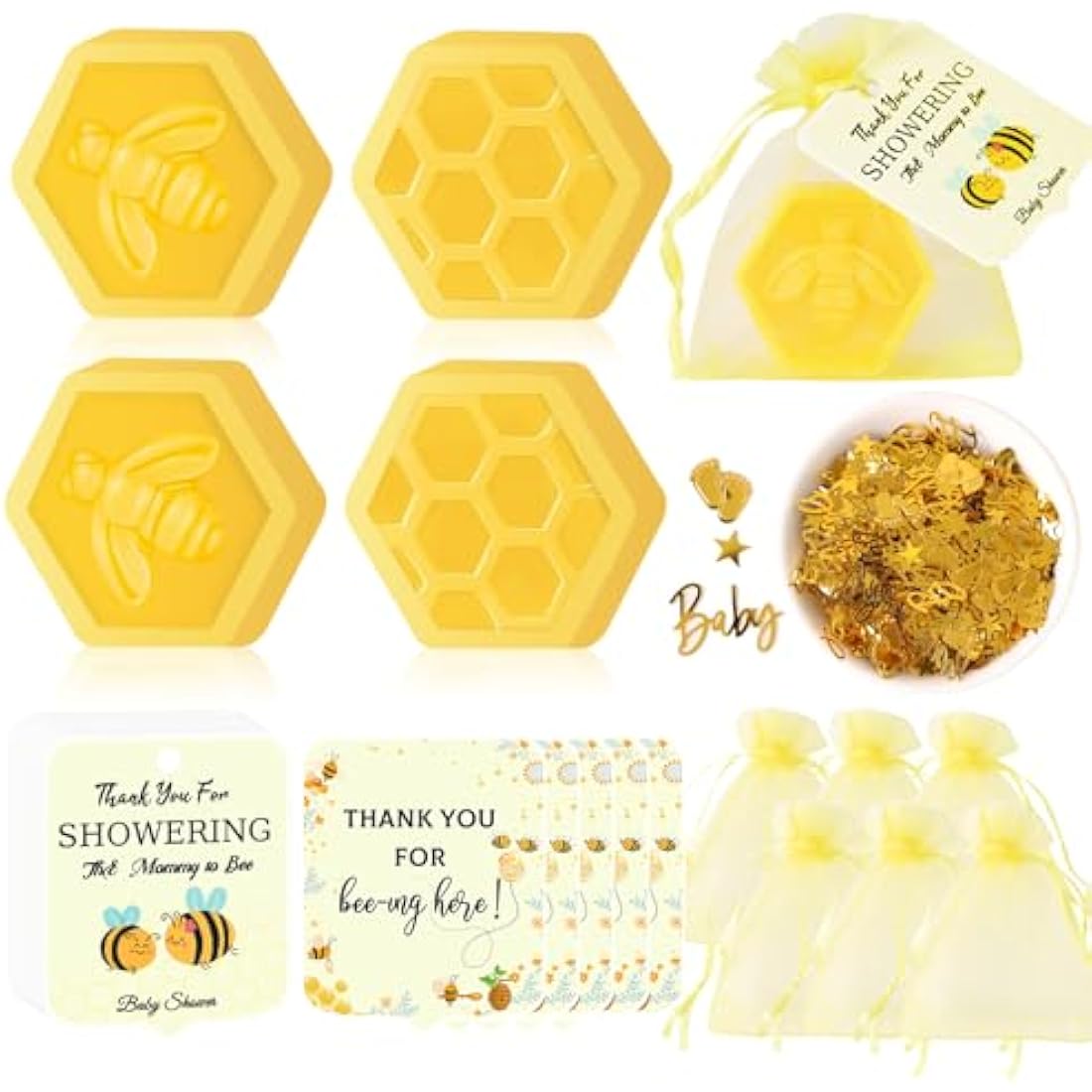 Jolof Store Bee Baby Shower Favors – Honeycomb Soap with Gift Bags